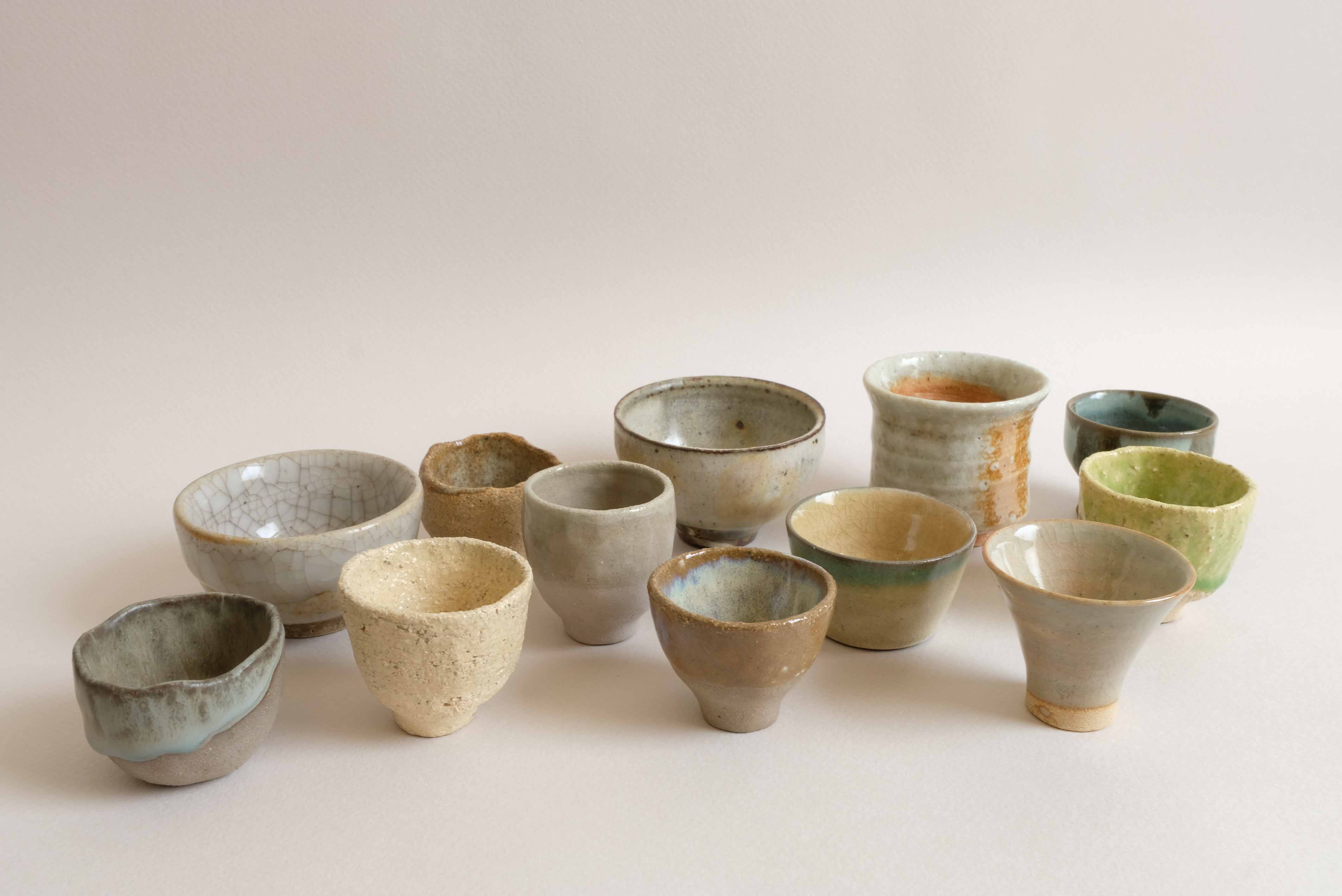 Handmade Japanese sake ware set for the Shuki workshop at PURACERÂMICA