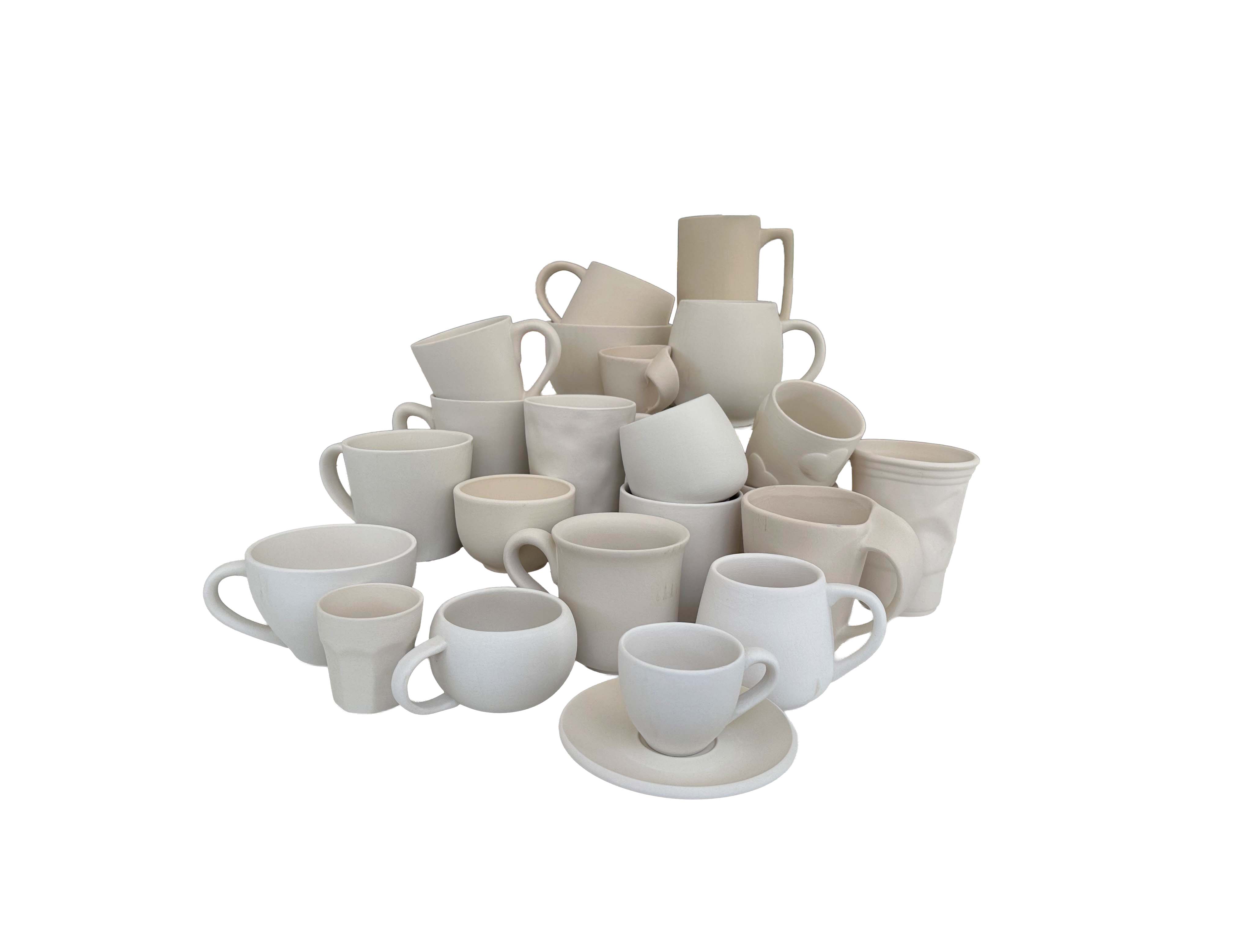 Ceramic bisque mugs ready to paint